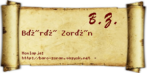 Báró Zorán névjegykártya