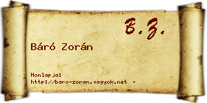 Báró Zorán névjegykártya